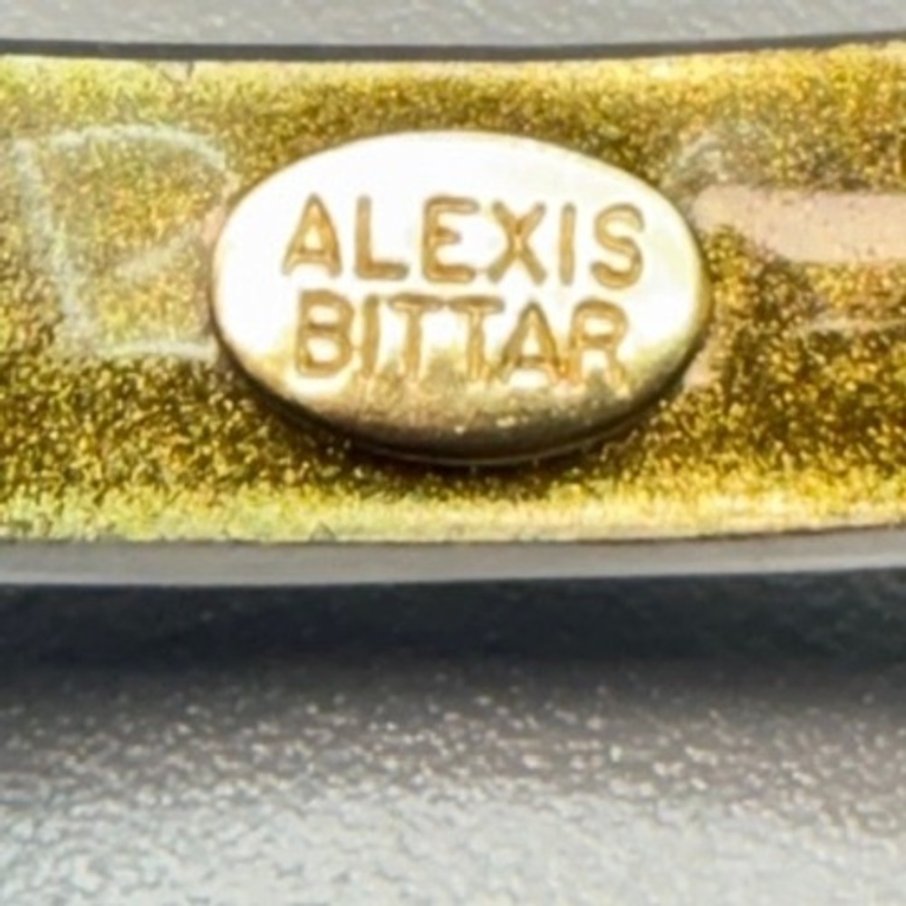 Alexis Bittar Gray Iridescent Lucite Bangle Bracelet 8" - Picture 5 of 10